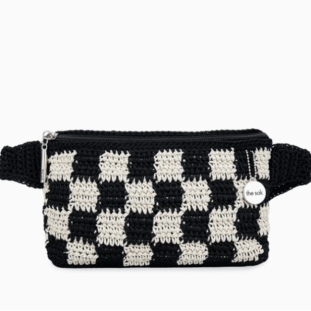 The Sak Caraway Crocheted checkered small belt bag Like New!